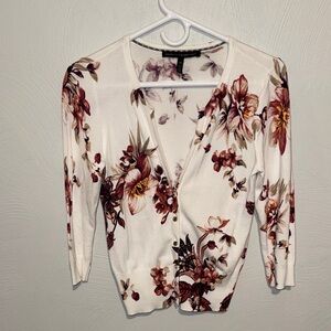 White House Black Market Floral Cardigan